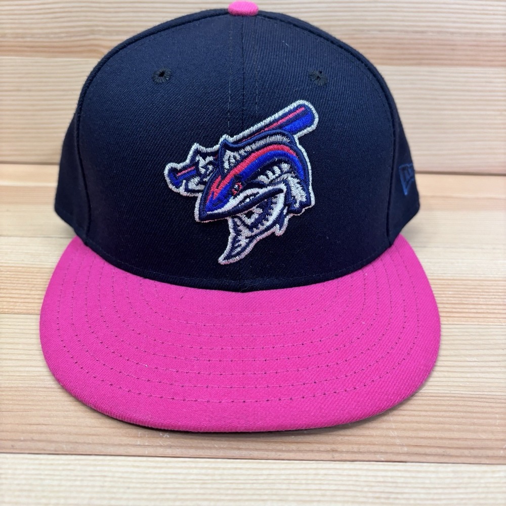Pensacola Blue Wahoo's New Era 59FIFTY Hat Men's 7 1/4 Black Pink MLB Minors USA